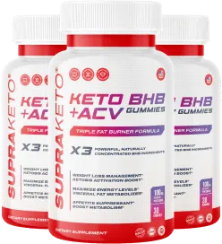 Special offer bundle of Supra Keto BHB + ACV Gummies: 3 bottles plus 2 free for maximum weight loss savings
